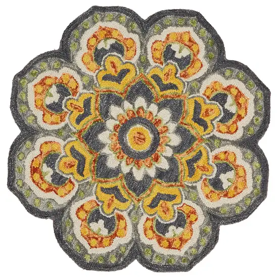 Gray and Gold Floret Area Rug Photo 1