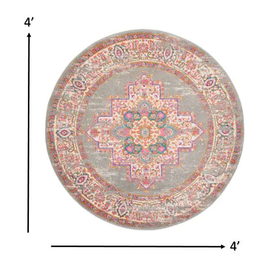 Gray and Gold Medallion Area Rug Photo 2