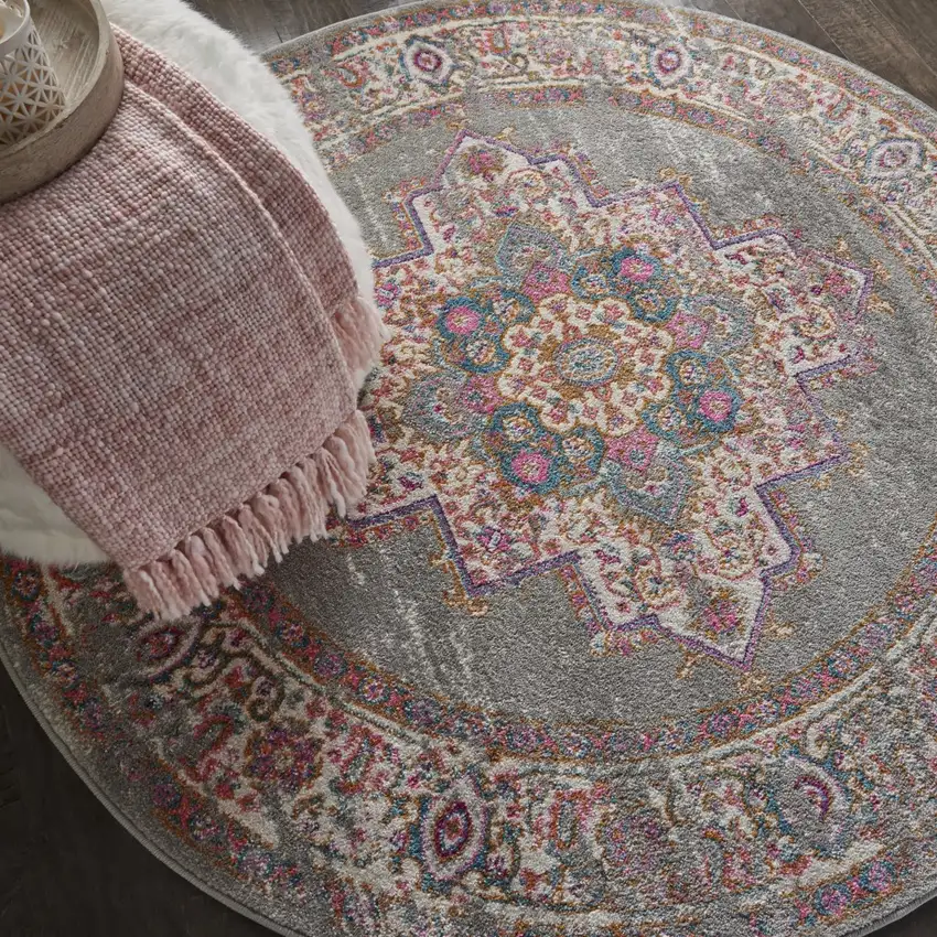 Gray and Gold Medallion Area Rug Photo 6