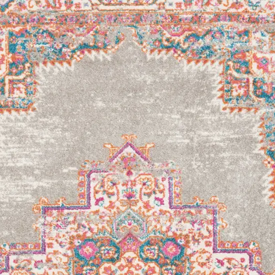 Gray And Gold Medallion Distressed Area Rug Photo 7