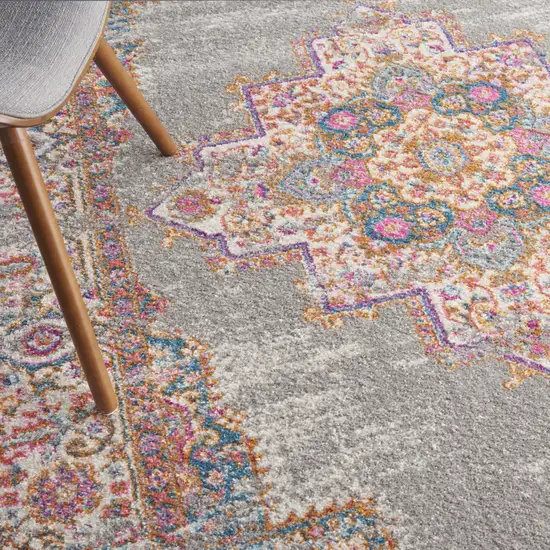 Gray And Gold Medallion Distressed Area Rug Photo 7