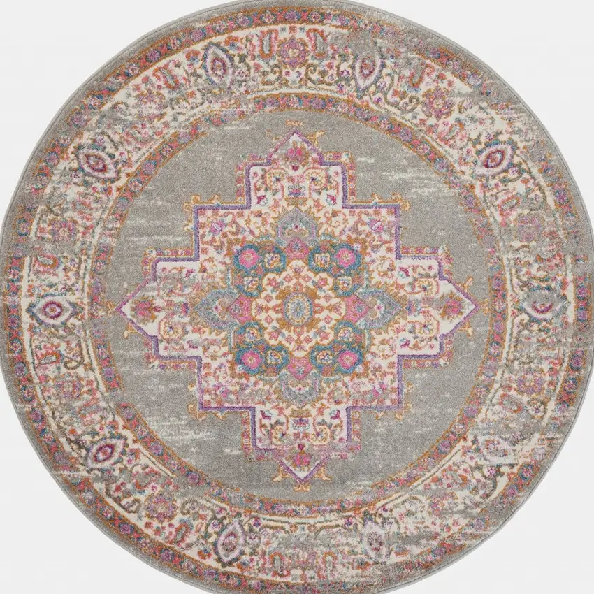 Gray and Gold Medallion Area Rug Photo 9