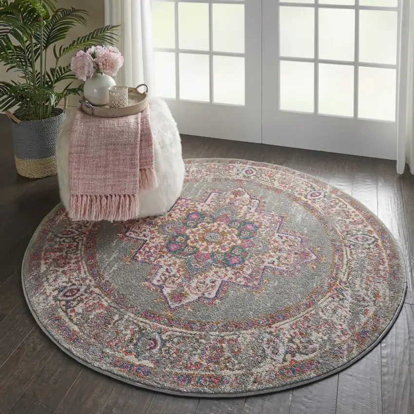 Gray and Gold Medallion Area Rug Photo 7