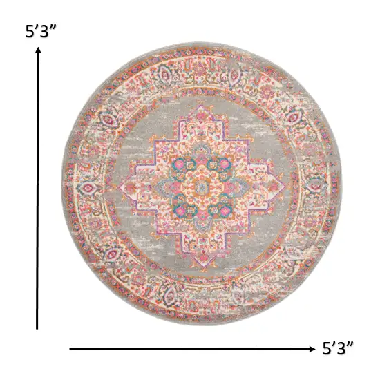 Gray and Gold Medallion Area Rug Photo 2