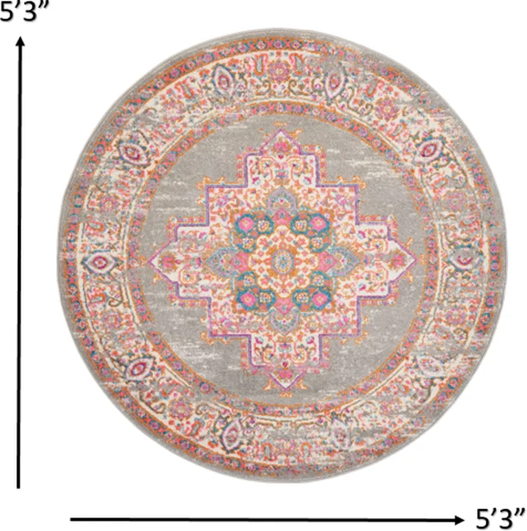 Gray and Gold Medallion Area Rug Photo 2