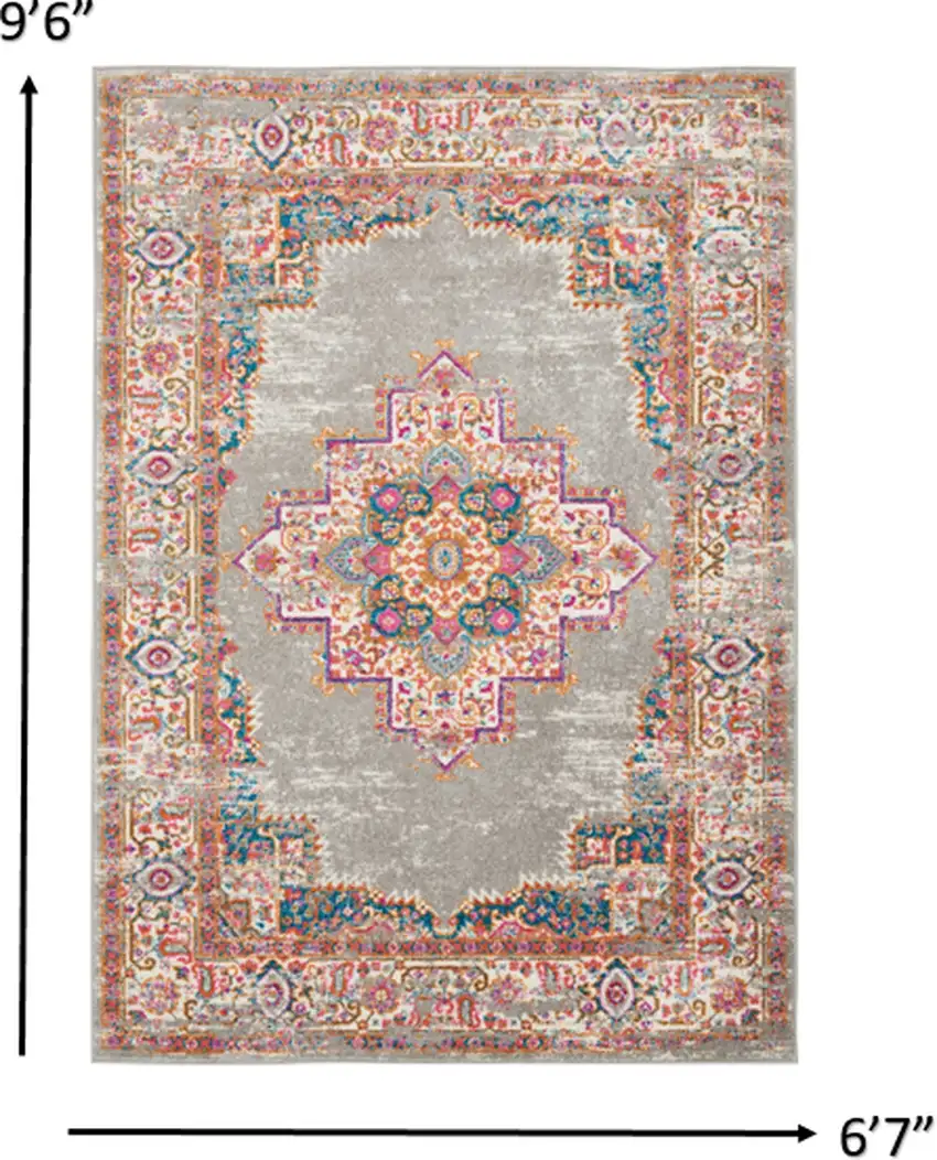 Gray and Gold Medallion Area Rug Photo 2