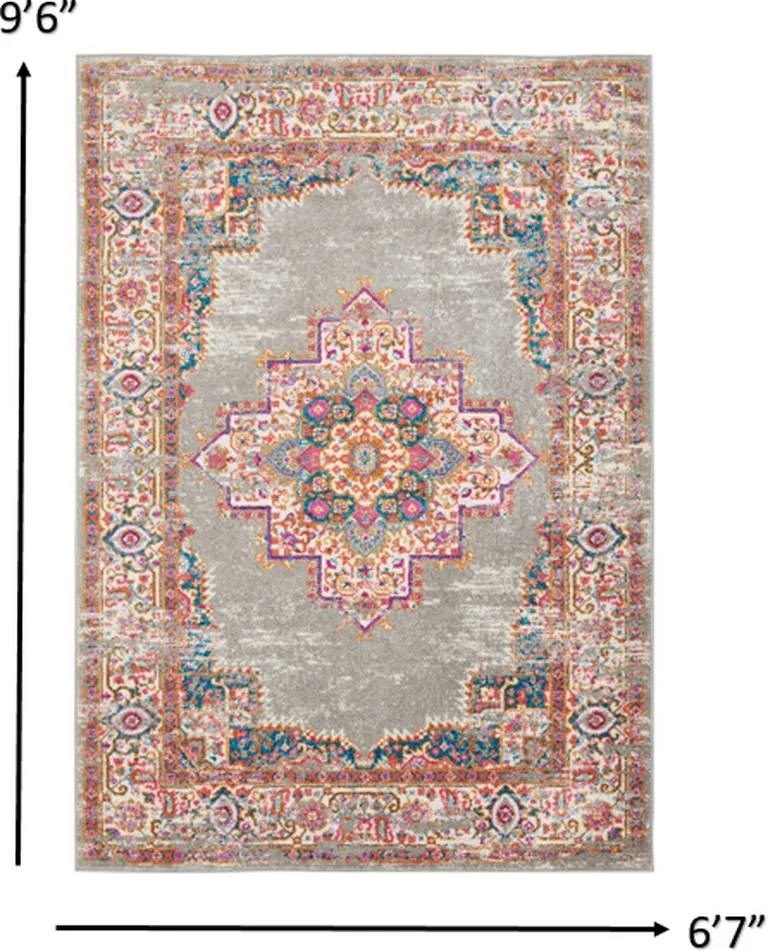 Gray and Gold Medallion Area Rug Photo 2