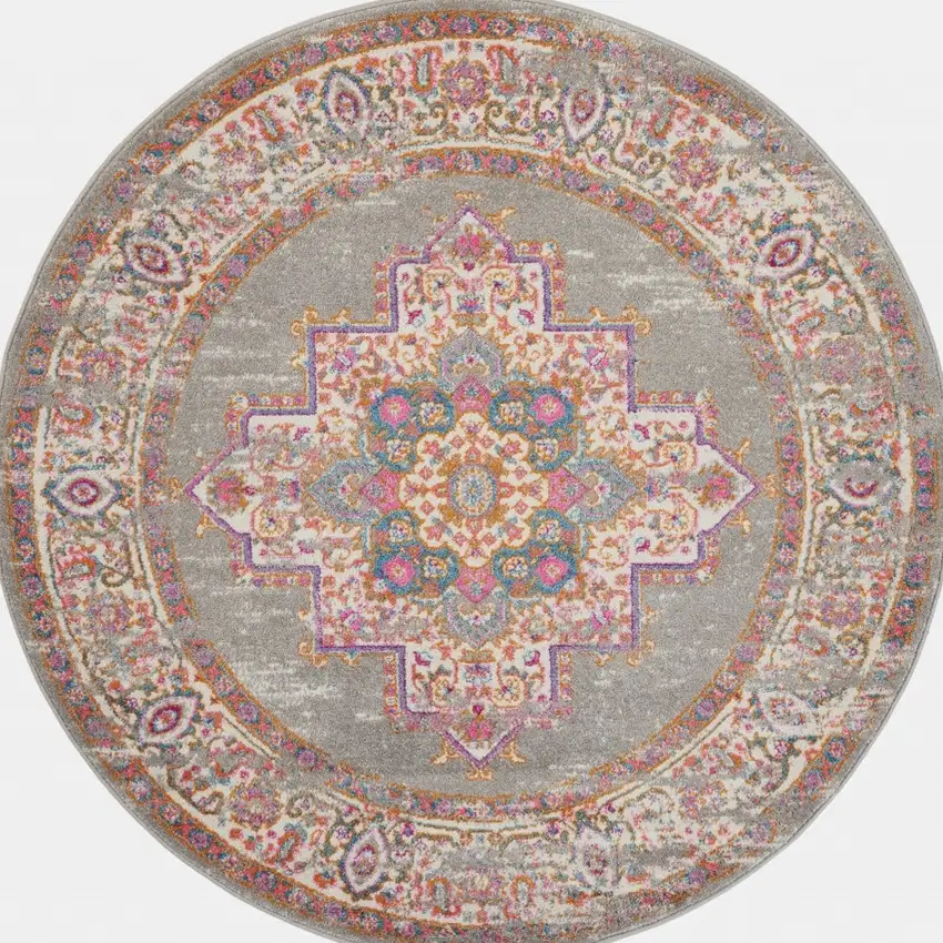 Gray and Gold Medallion Area Rug Photo 8