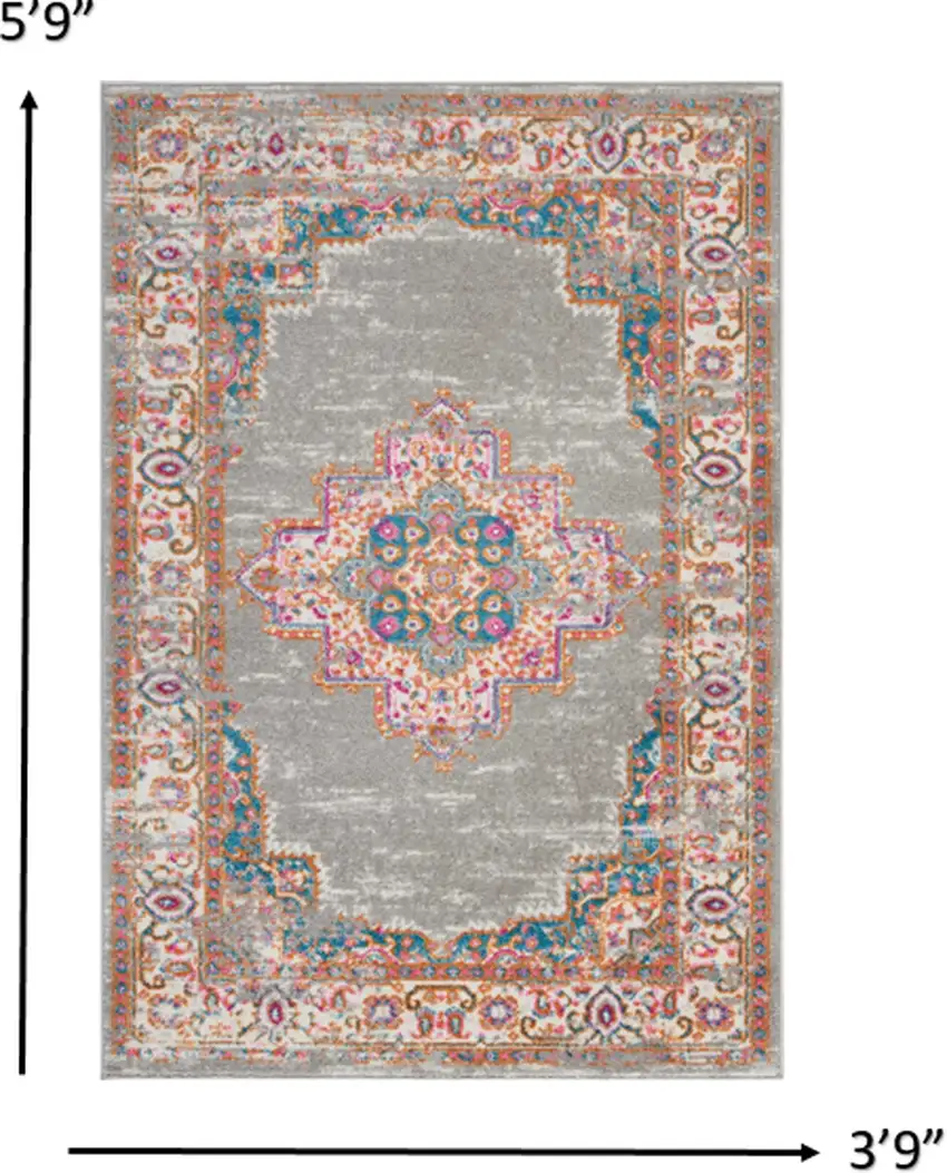 Gray and Gold Medallion Area Rug Photo 2