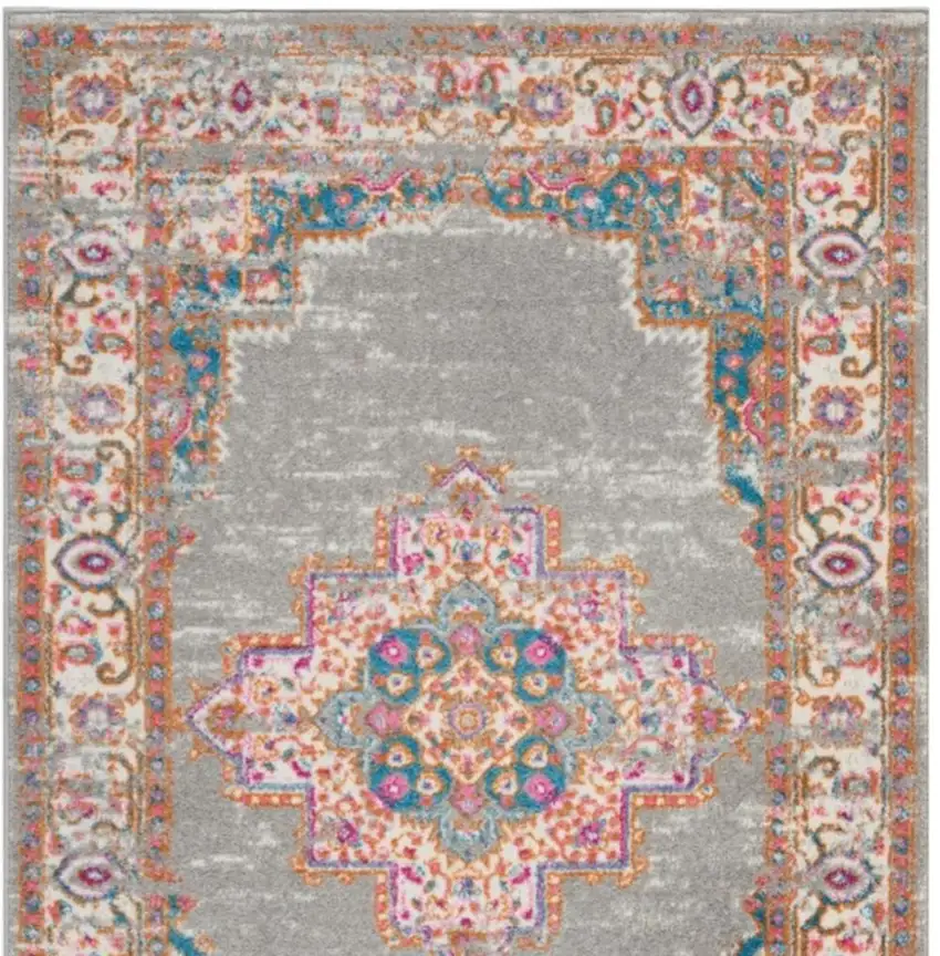 Gray And Gold Medallion Distressed Area Rug Photo 7