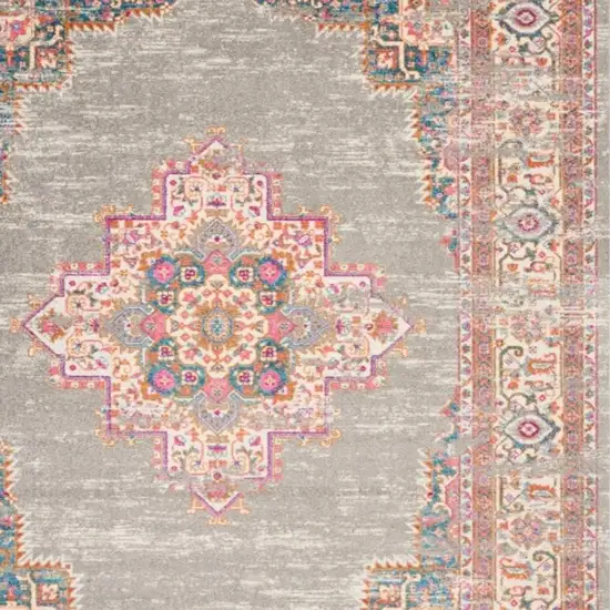 Gray And Gold Medallion Distressed Area Rug Photo 1