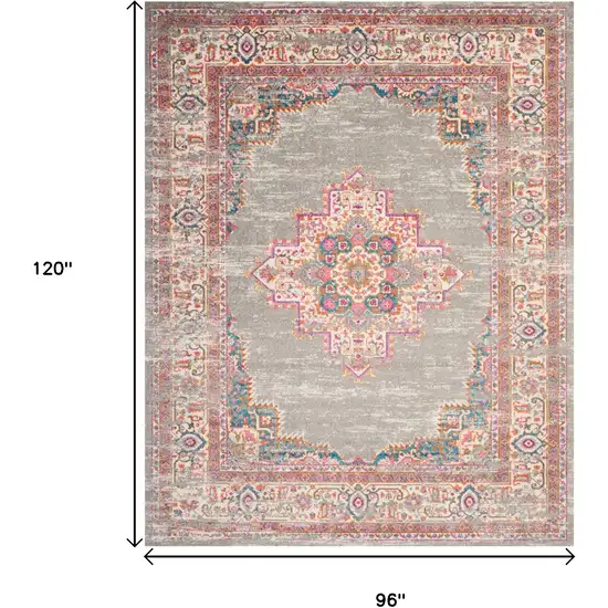 Gray And Gold Medallion Distressed Area Rug Photo 5