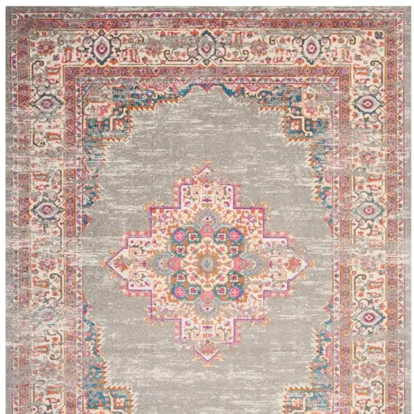 Gray And Gold Medallion Distressed Area Rug Photo 7