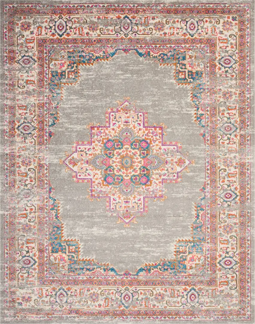 Gray and Gold Medallion Area Rug Photo 1