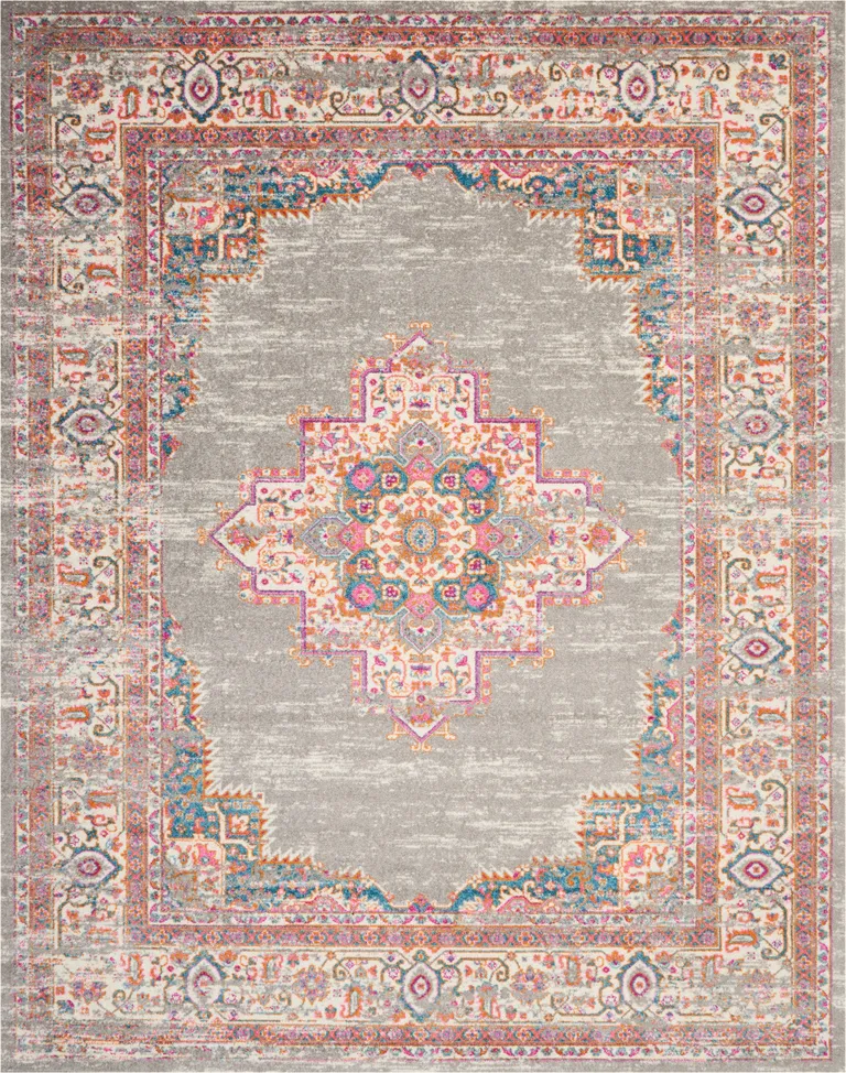 Gray and Gold Medallion Area Rug Photo 2