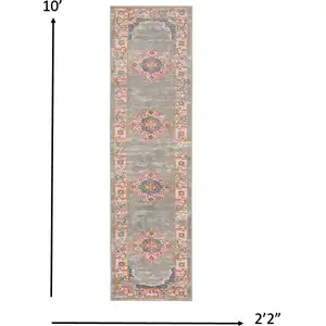 Photo of Gray and Gold Medallion Runner Rug
