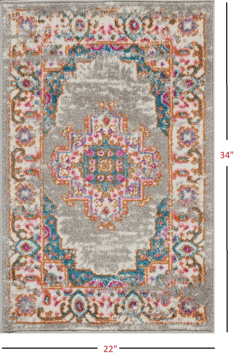 Gray and Gold Medallion Scatter Rug Photo 2