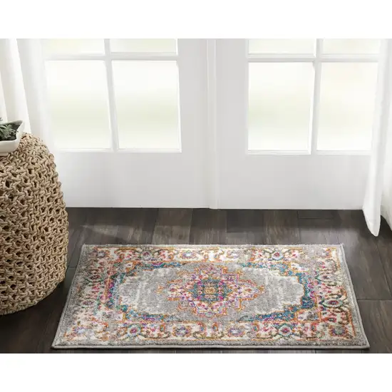 Gray and Gold Medallion Scatter Rug Photo 6