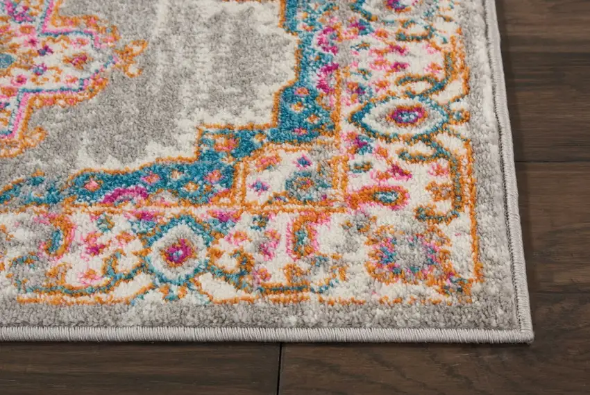 Gray and Gold Medallion Scatter Rug Photo 8