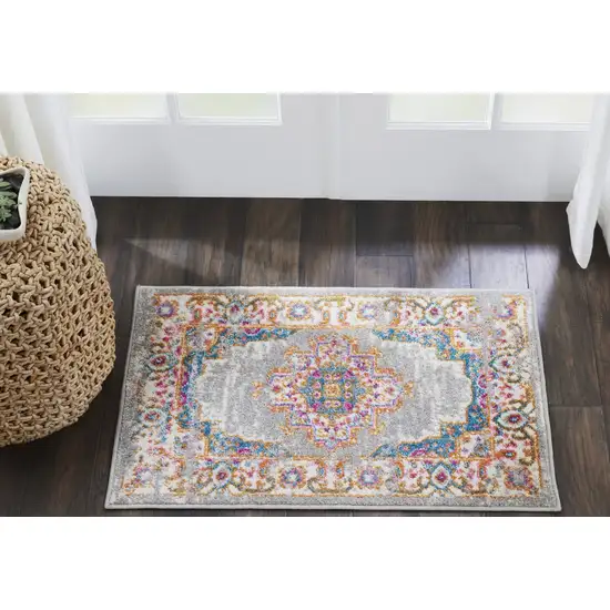 Gray and Gold Medallion Scatter Rug Photo 7