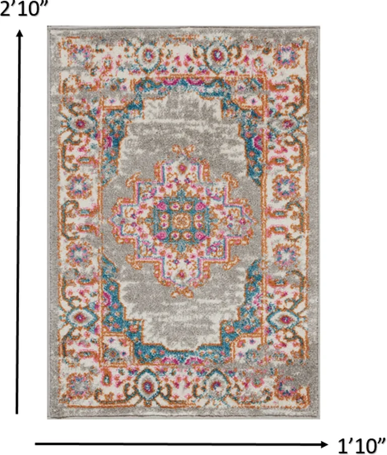 Gray and Gold Medallion Scatter Rug Photo 3