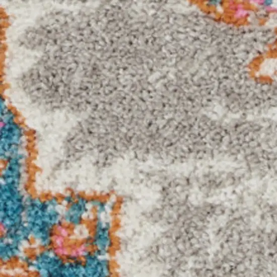 Gray And Gold Medallion Distressed Area Rug Photo 5