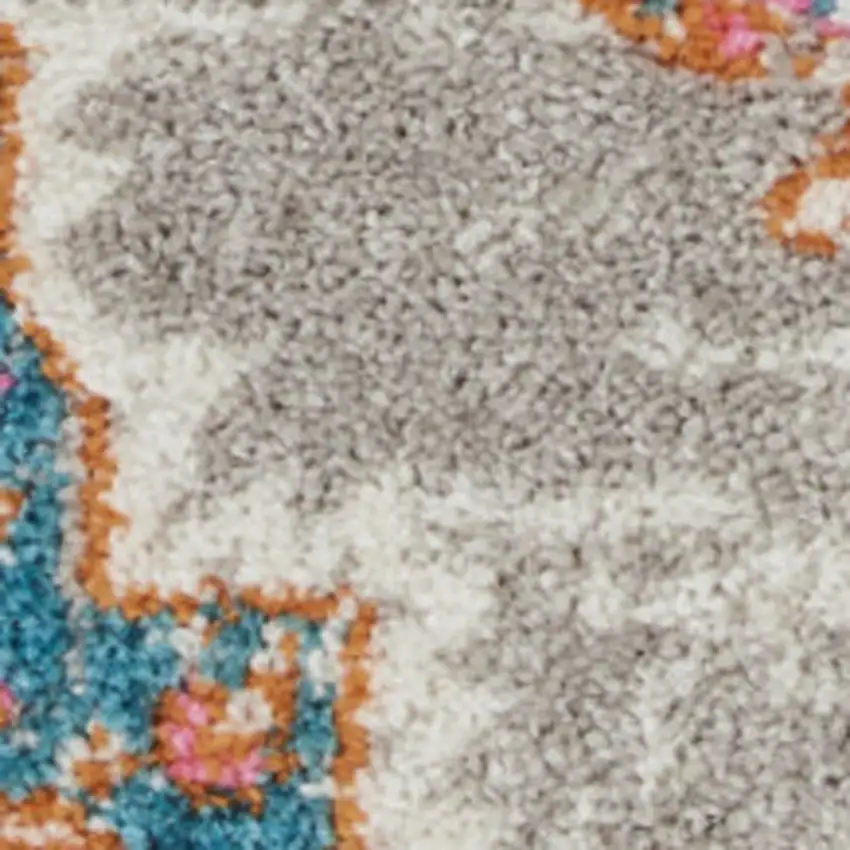 Gray And Gold Medallion Distressed Area Rug Photo 5