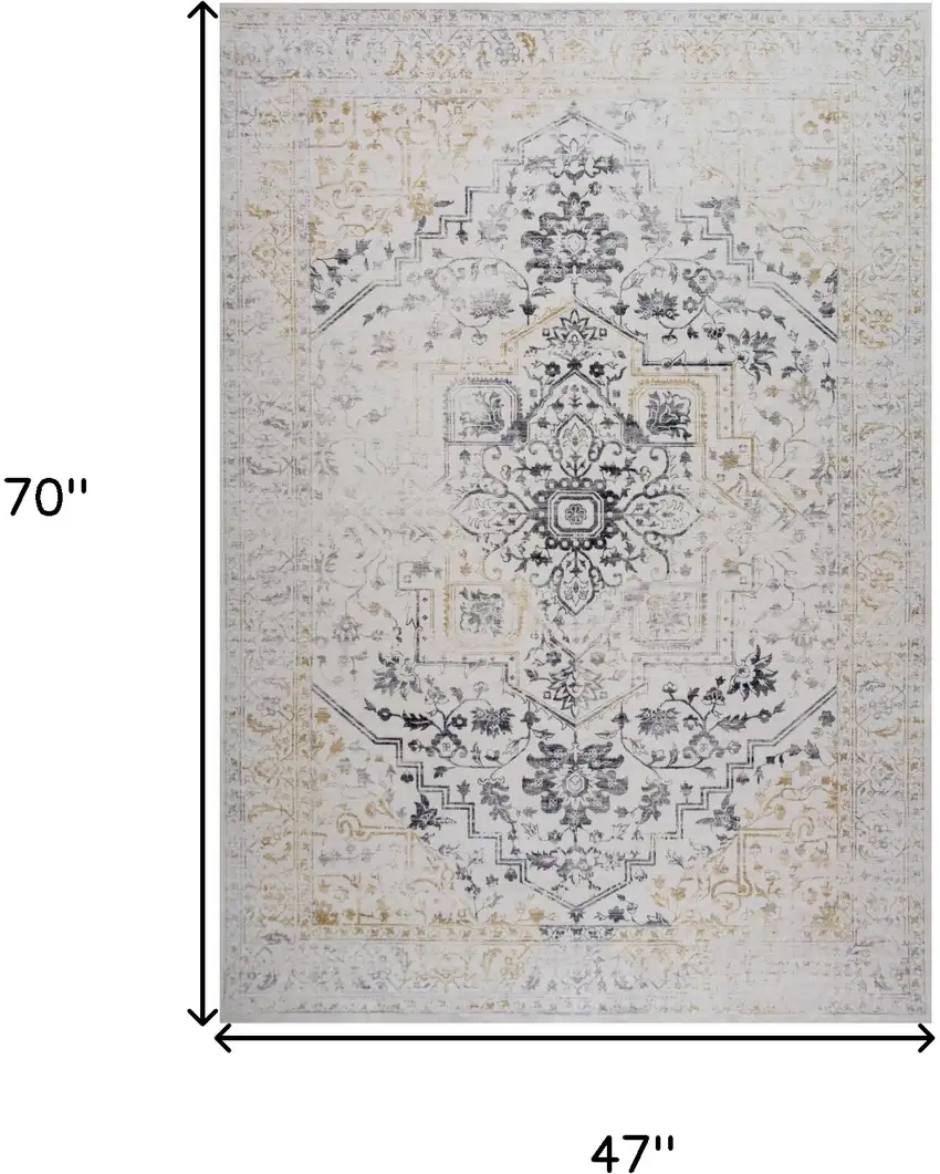 Gray and Gold Oriental Area Rug Photo 4