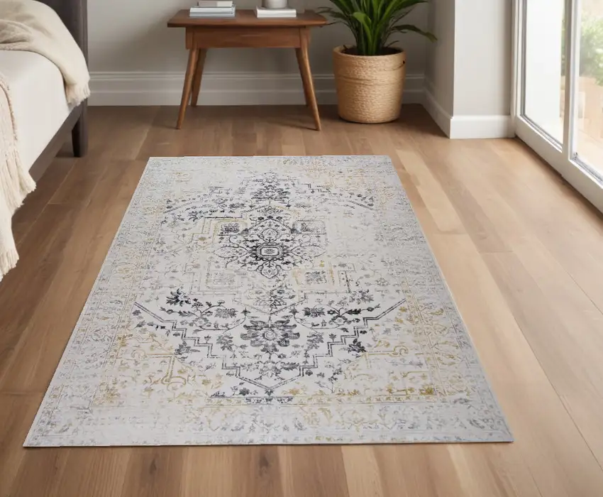 Gray and Gold Oriental Area Rug Photo 1