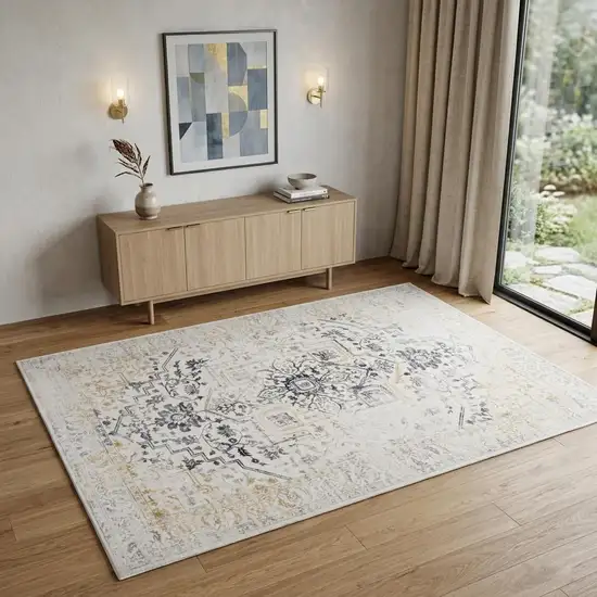 Gray and Gold Oriental Area Rug Photo 1