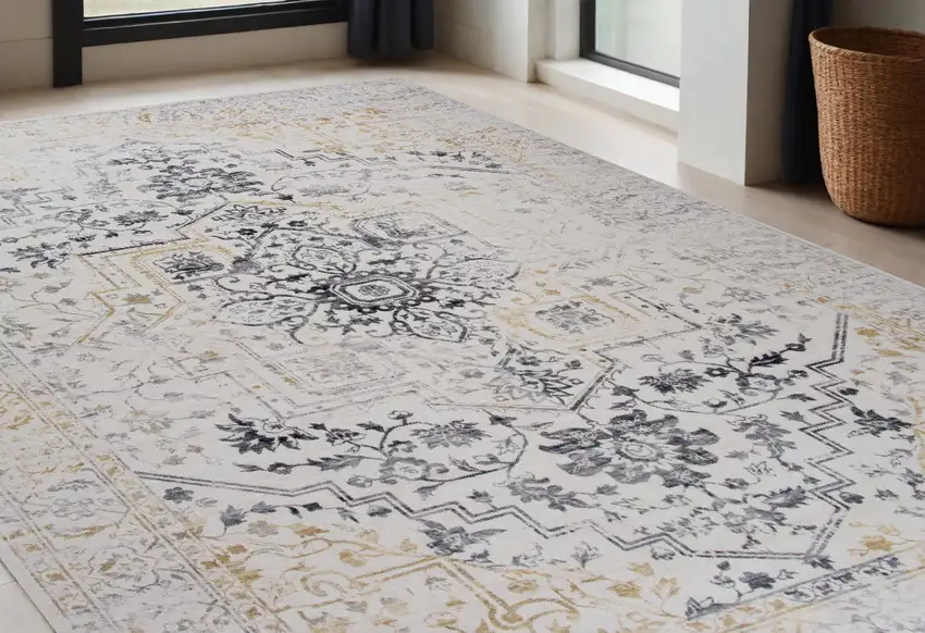 Gray and Gold Oriental Area Rug Photo 1