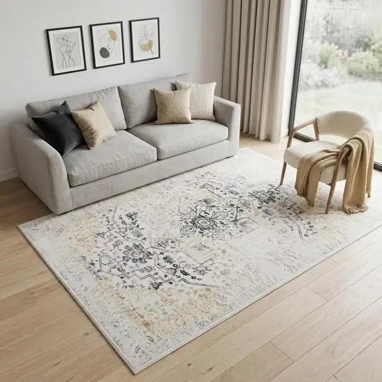 Gray and Gold Oriental Area Rug Photo 1