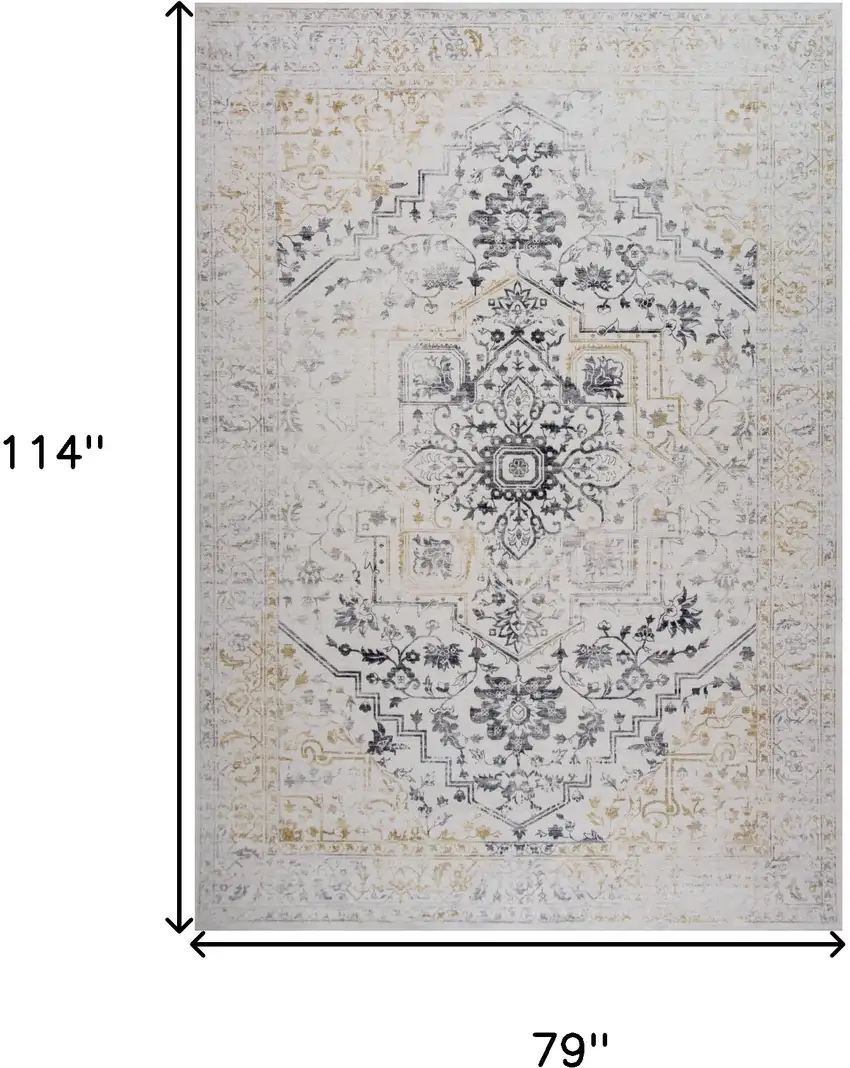 Gray and Gold Oriental Area Rug Photo 4