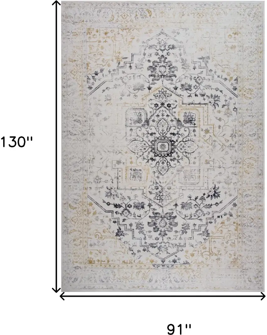 Gray and Gold Oriental Area Rug Photo 4