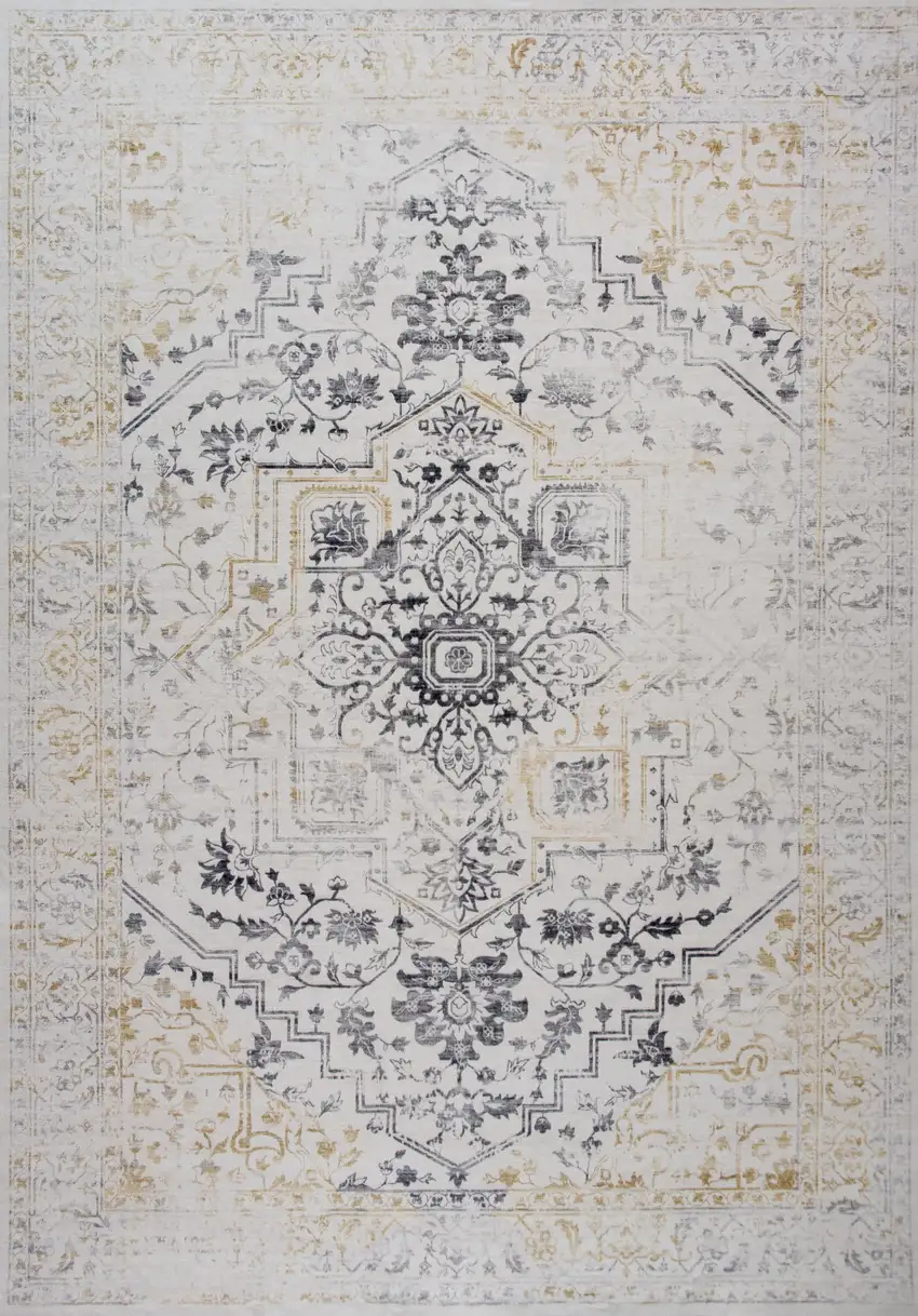 Gray and Gold Oriental Area Rug Photo 2
