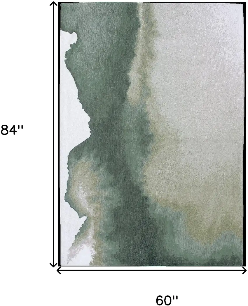 Gray and Green Abstract Non Skid Area Rug Photo 3