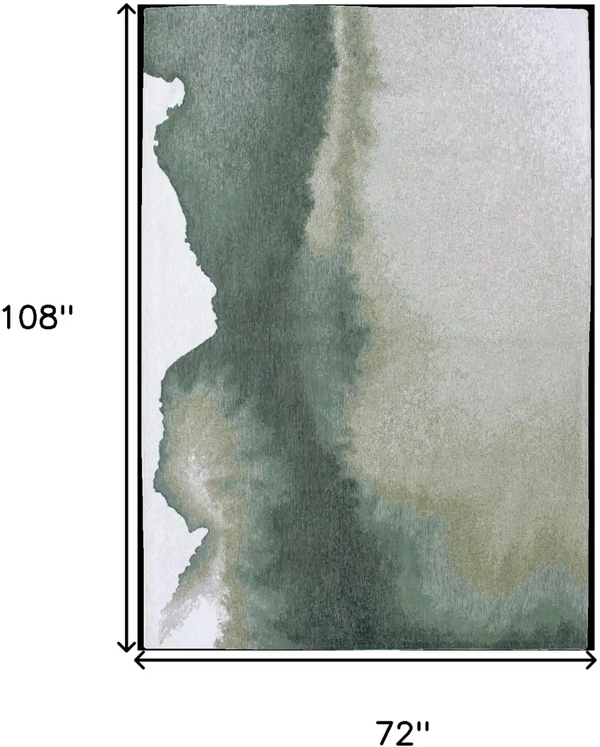 Gray and Green Abstract Non Skid Area Rug Photo 3