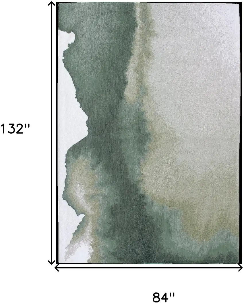 Gray and Green Abstract Non Skid Area Rug Photo 3