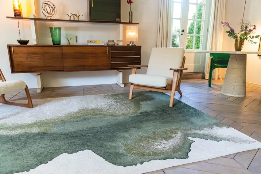 Gray and Green Abstract Non Skid Area Rug Photo 7