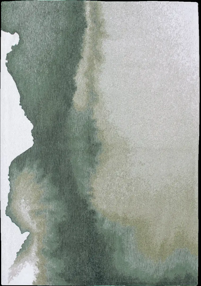 Gray and Green Abstract Non Skid Area Rug Photo 2