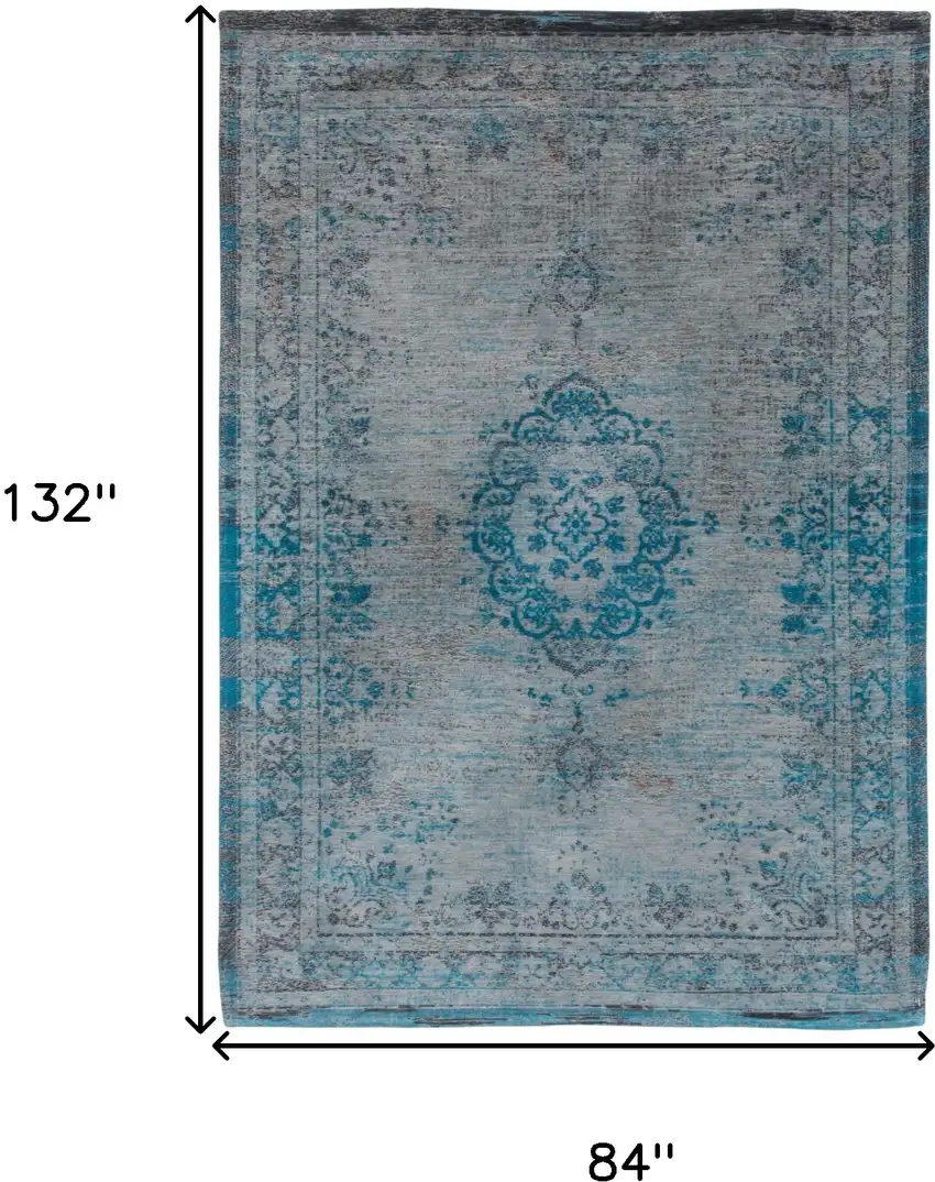 Gray and Green Medallion Non Skid Area Rug Photo 3