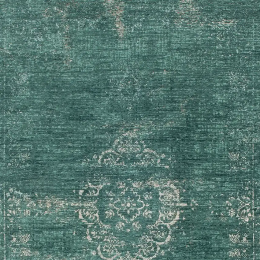 Gray and Green Medallion Non Skid Area Rug Photo 5