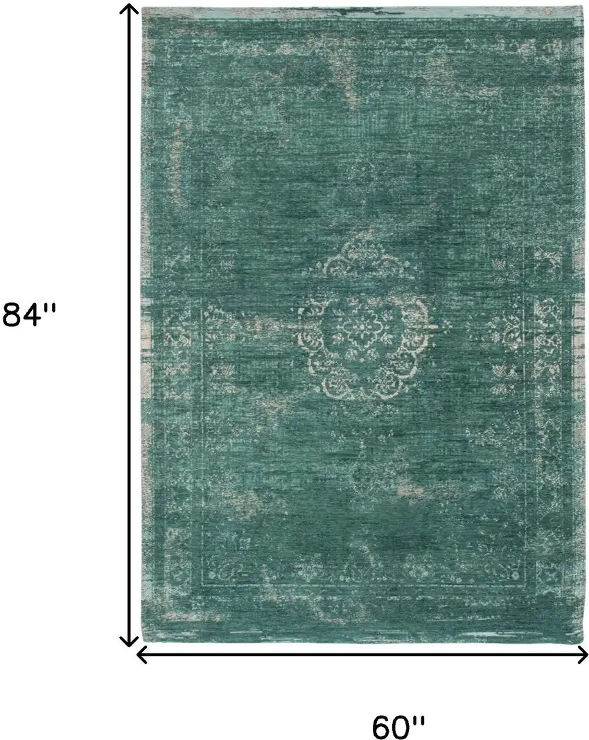 Gray and Green Medallion Non Skid Area Rug Photo 3