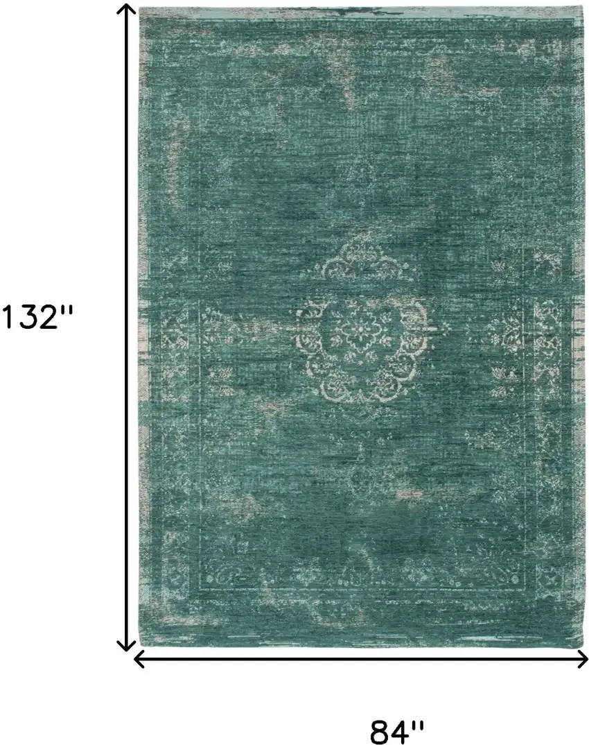 Gray and Green Medallion Non Skid Area Rug Photo 3