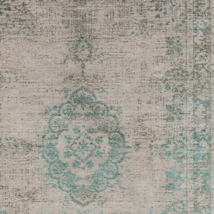 Gray and Green Medallion Non Skid Area Rug Photo 5