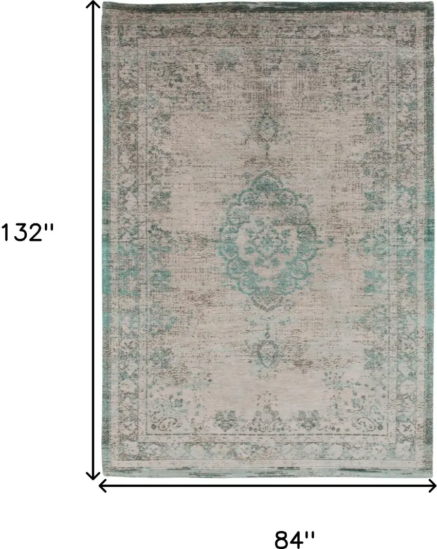 Gray and Green Medallion Non Skid Area Rug Photo 3