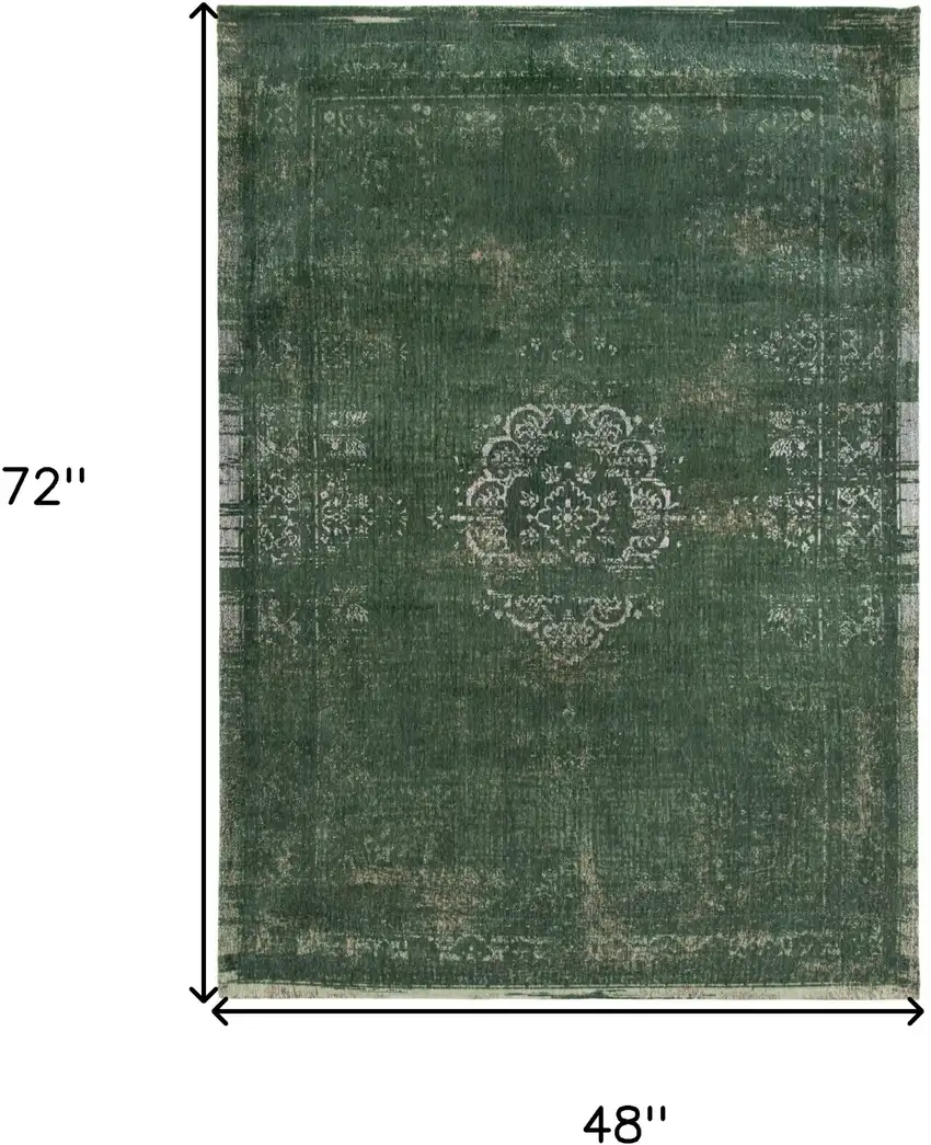 Gray and Green Medallion Non Skid Area Rug Photo 3
