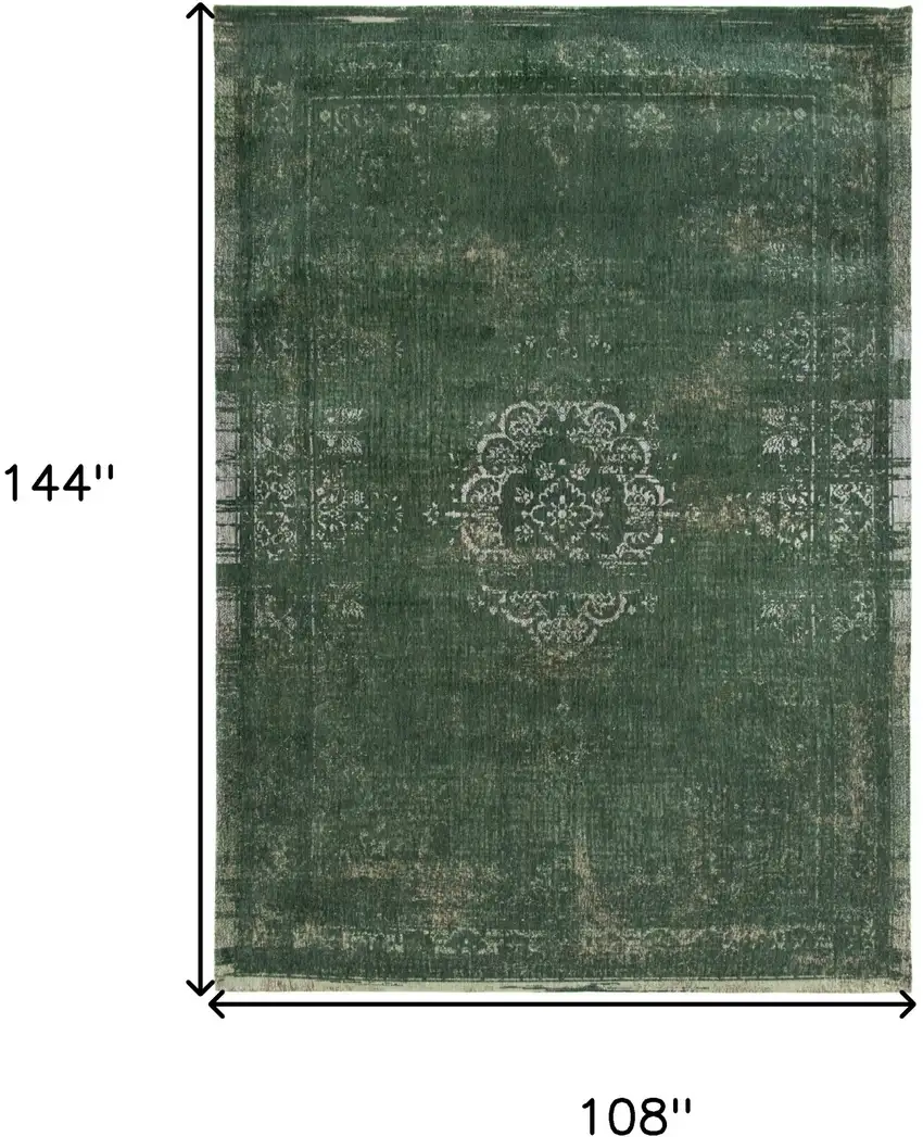 Gray and Green Medallion Non Skid Area Rug Photo 3
