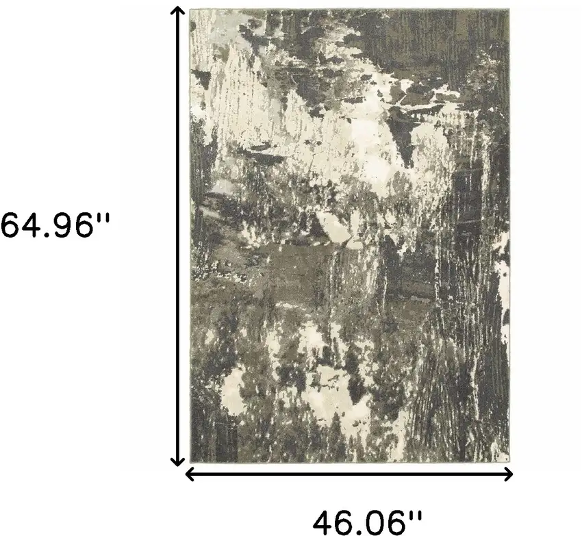 Gray And Ivory Abstract Area Rug Photo 3