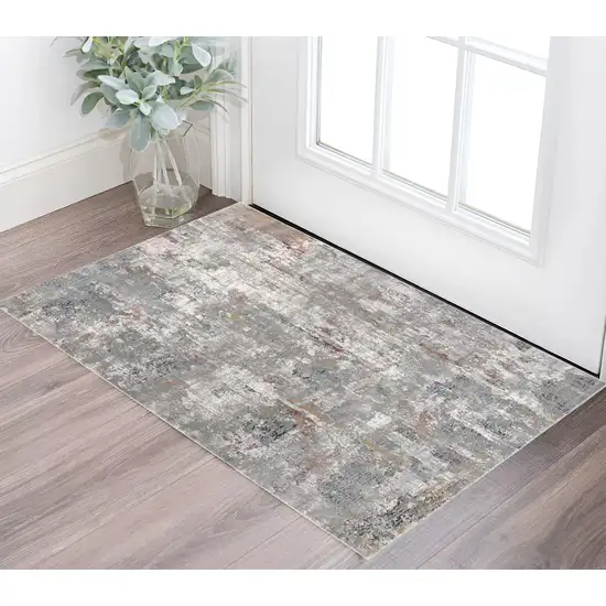 Gray And Ivory Abstract Area Rug Photo 2